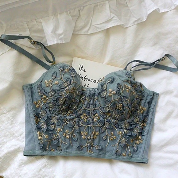 Other - Bustier Corset Floral embroidered 3D appliqué flowers dainty feminine floral